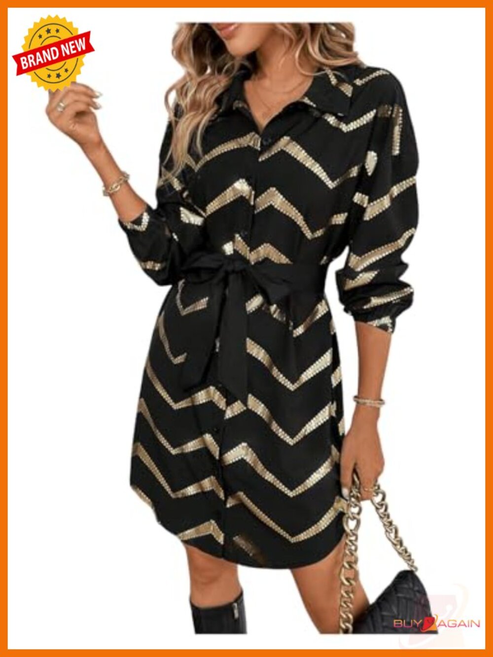 SweatyRocks Metallic Long Sleeve Wrap Dress Cocktail C